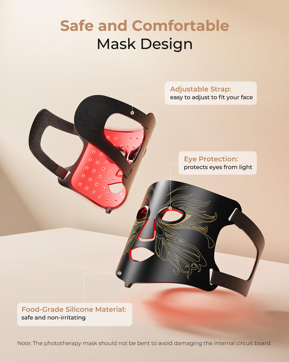 Aurphany eye masks included for comfortable session while using the mask