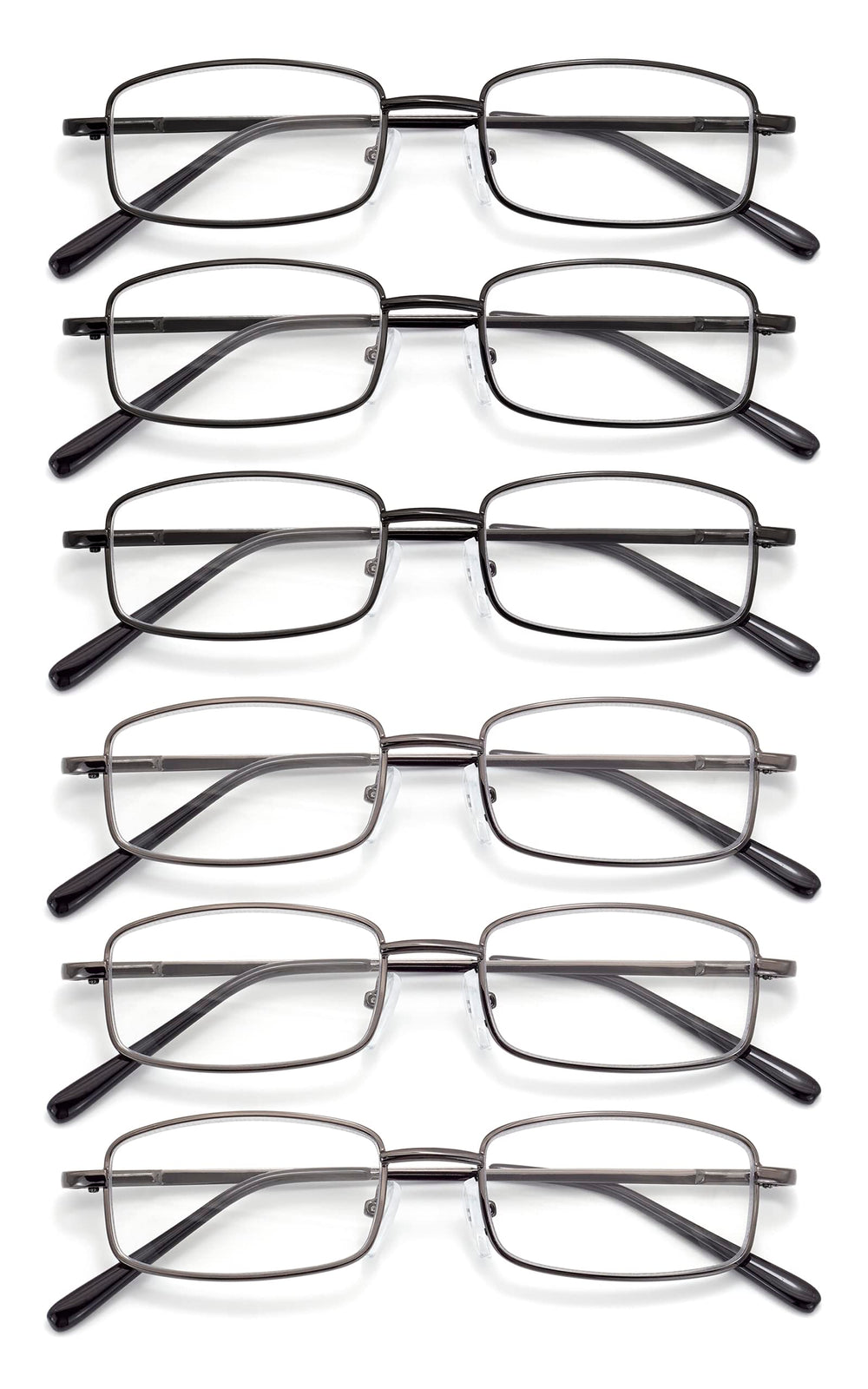 Autojouls metal reading glasses black front view for daily screen use