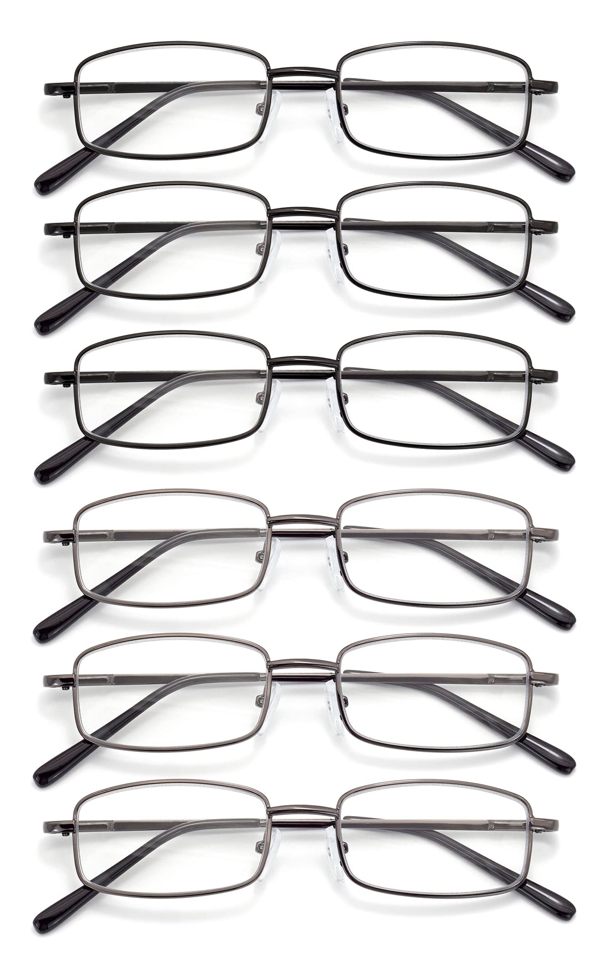 Autojouls metal reading glasses black front view for daily screen use