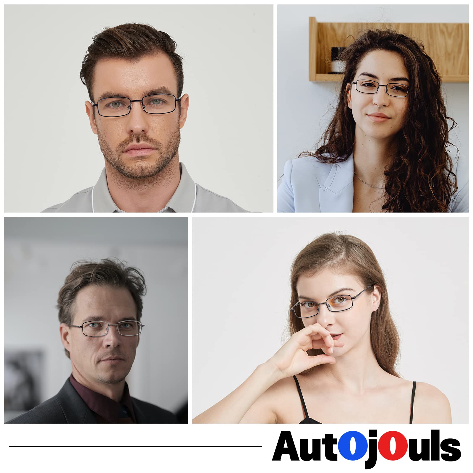 Autojouls metal reading glasses black hinge close-up showing spring hinges