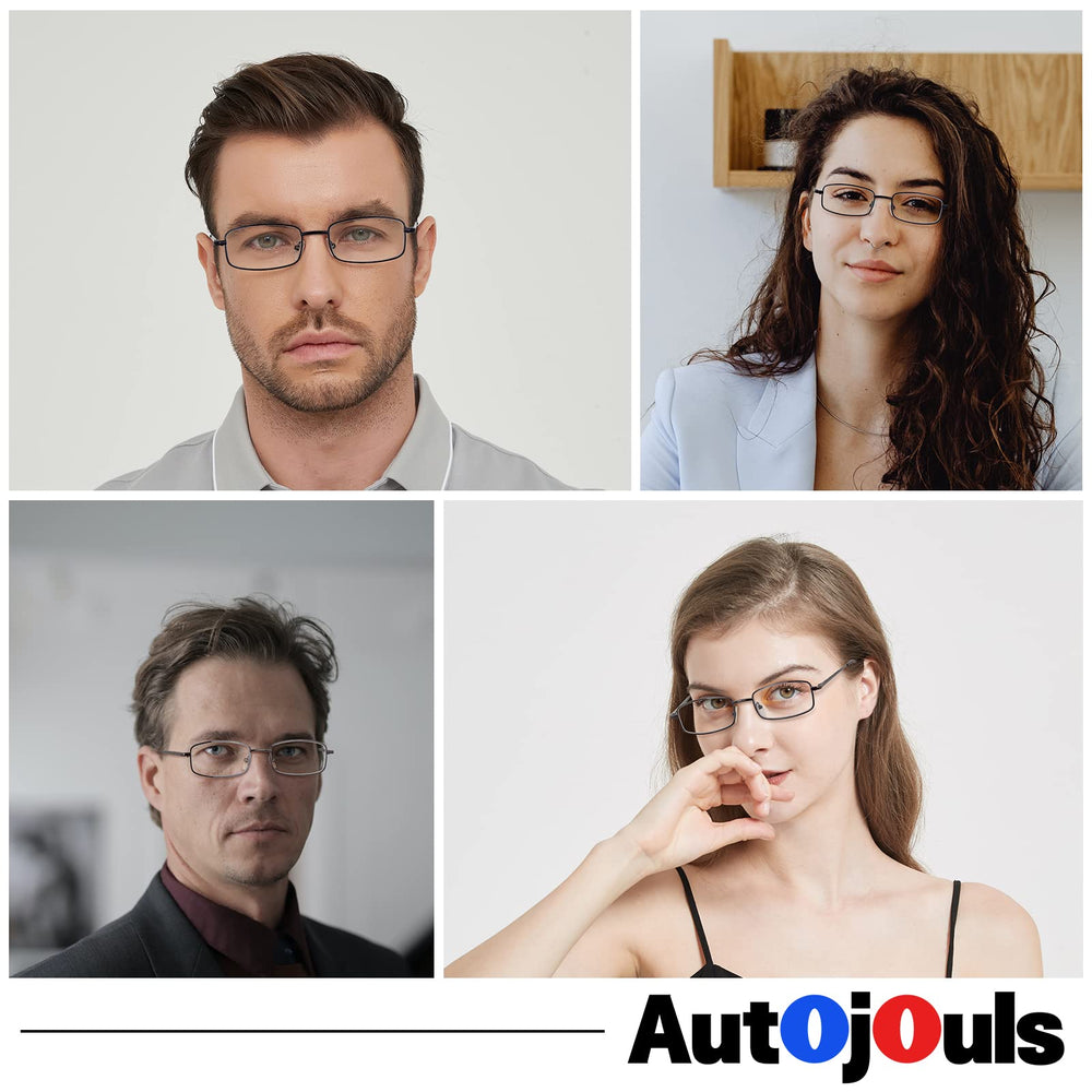Autojouls metal reading glasses black hinge close-up showing spring hinges