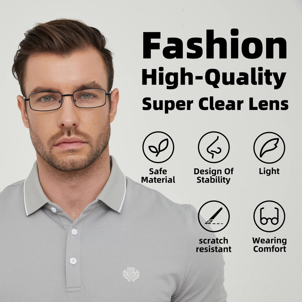 Autojouls metal reading glasses black side profile for comfortable wear
