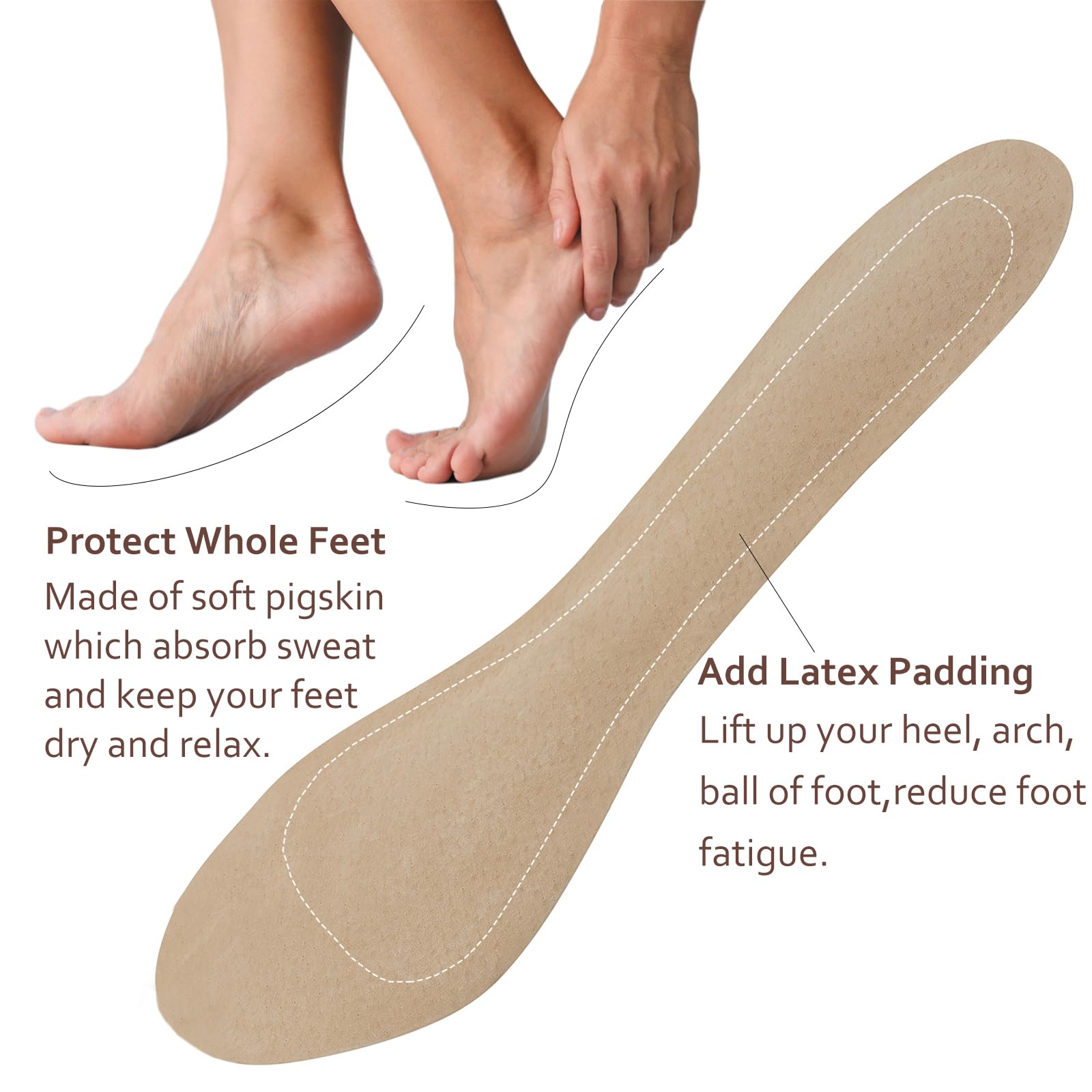 AUTPRO arch support embedded in pigskin insert improves comfort