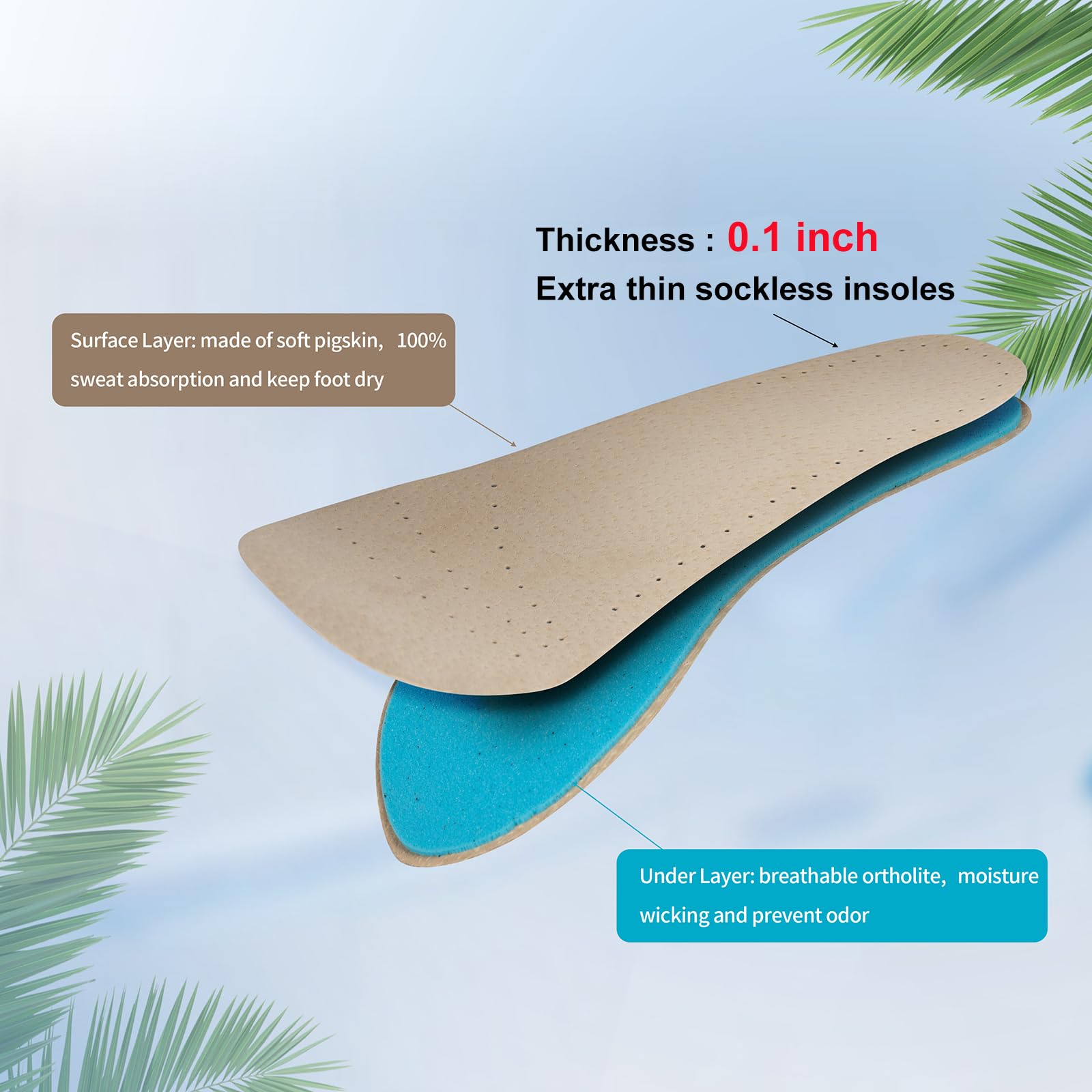 AUTPRO barefoot cushion pad side profile emphasizes ultra-thin design.