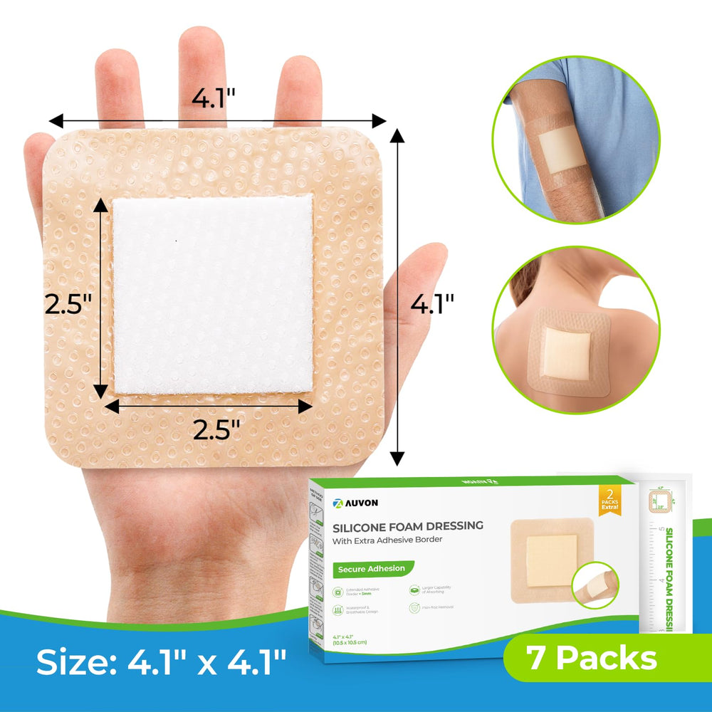 AUVON silicone foam padding supports moisture balance for comfortable wound care.