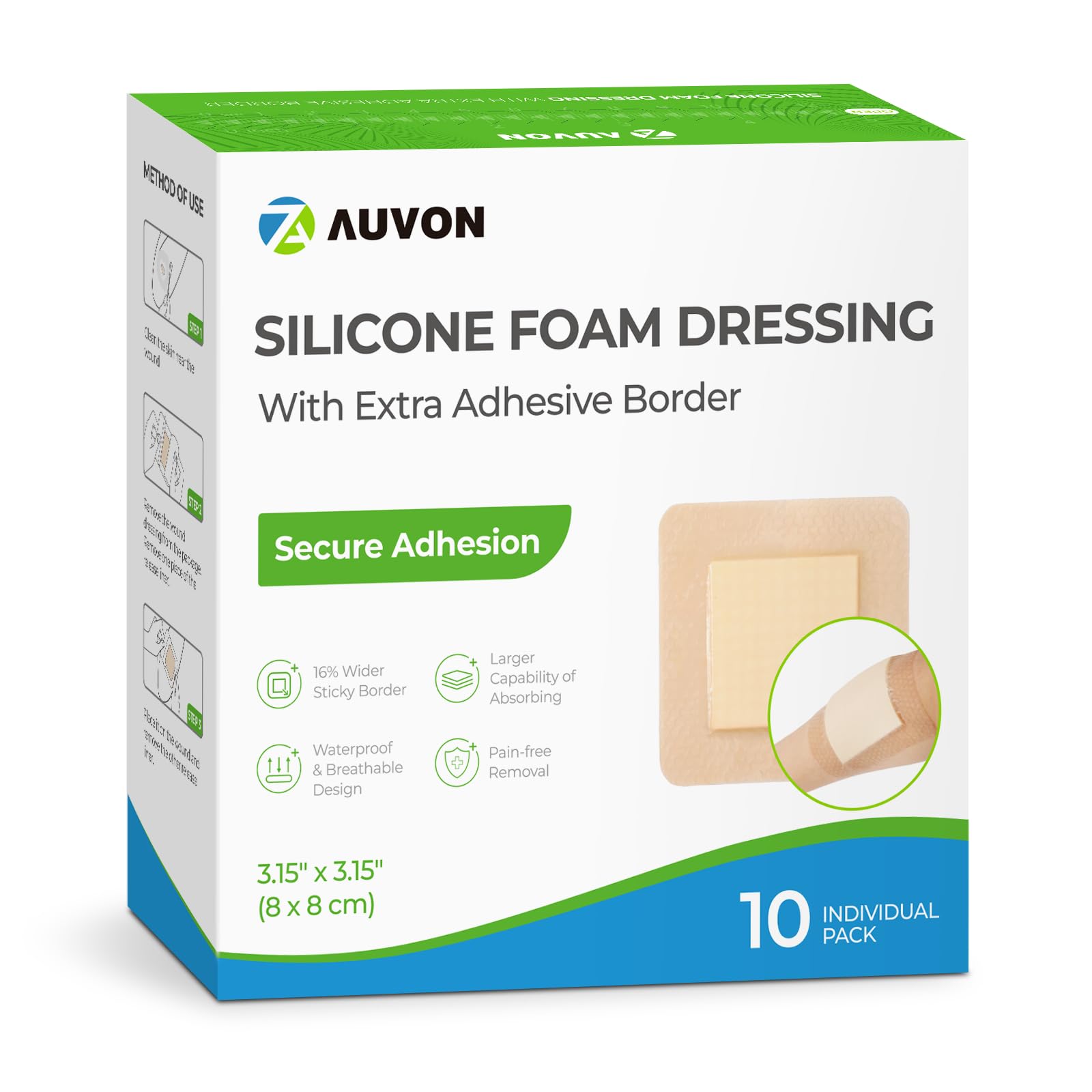 Vendaje AUVON con borde grande adherencia suave para piel sensible