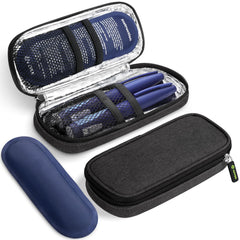 AUVON insulin cooler, vista frontal, bolsa compacta para transportar insulina con seguridad.