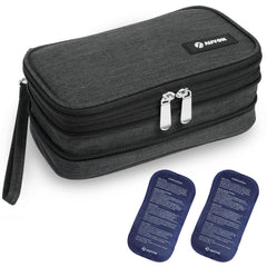 AUVON insulin cooler travel case front view for compact on-the-go storage.