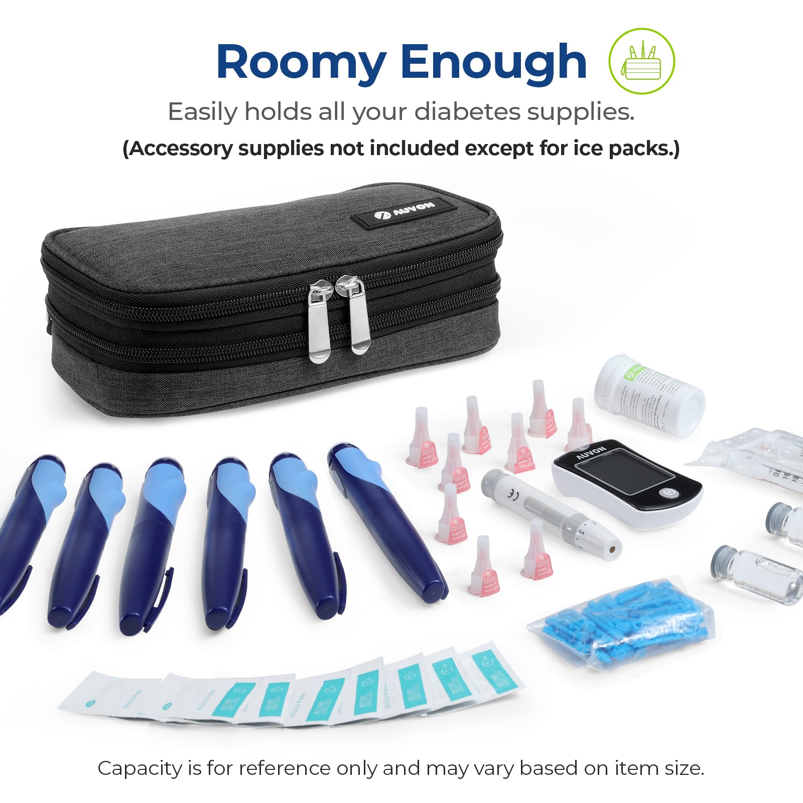 AUVON insulin cooler case insulation helps keep items cool.