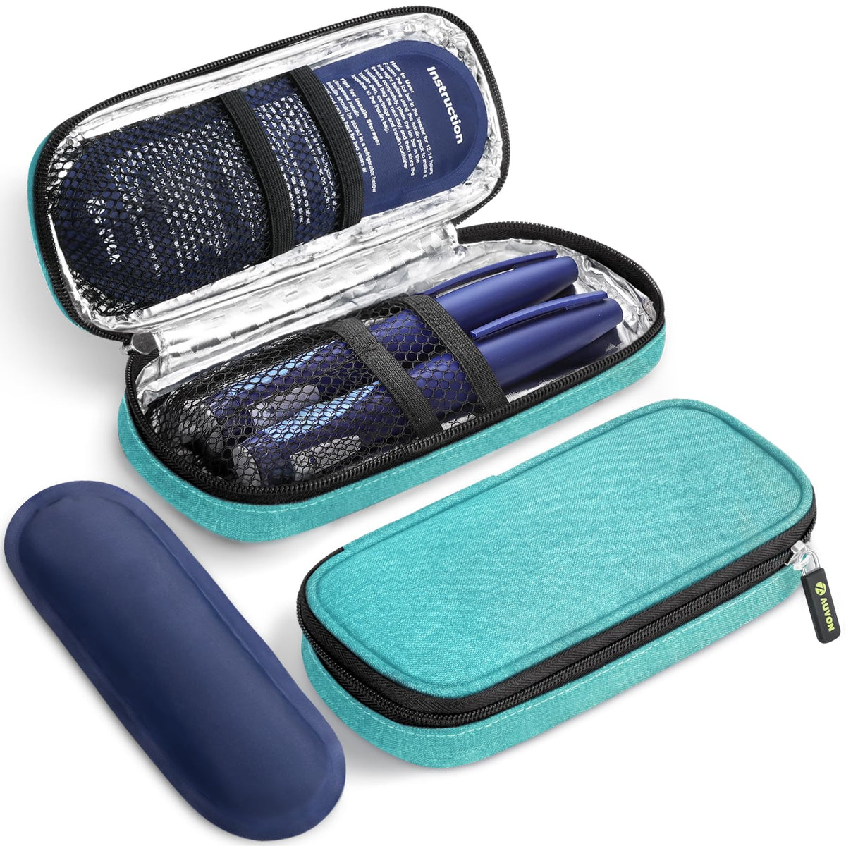 AUVON insulin pen cooler case front view, compact travel-ready design for daily use.