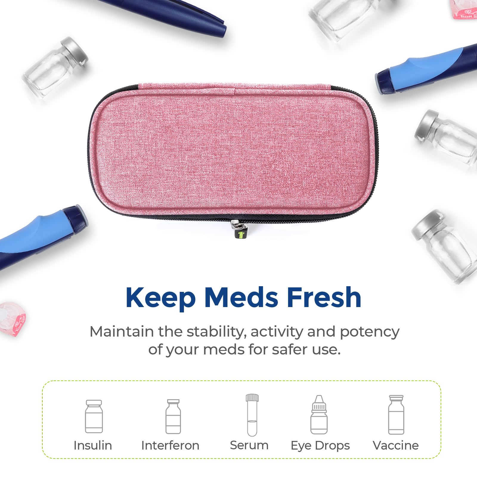 AUVON insulin supplies organizer pocket neatly holds pens and wipes.