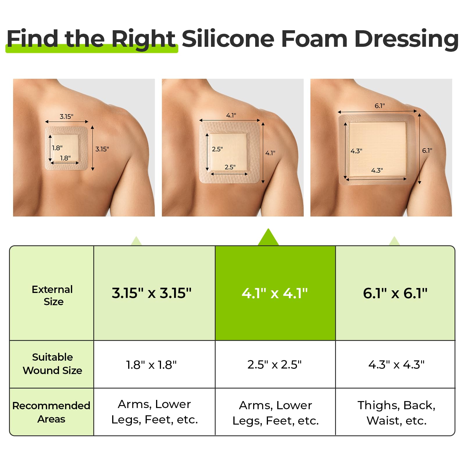 AUVON 4x4 dressing sized for comfortable coverage on limbs.