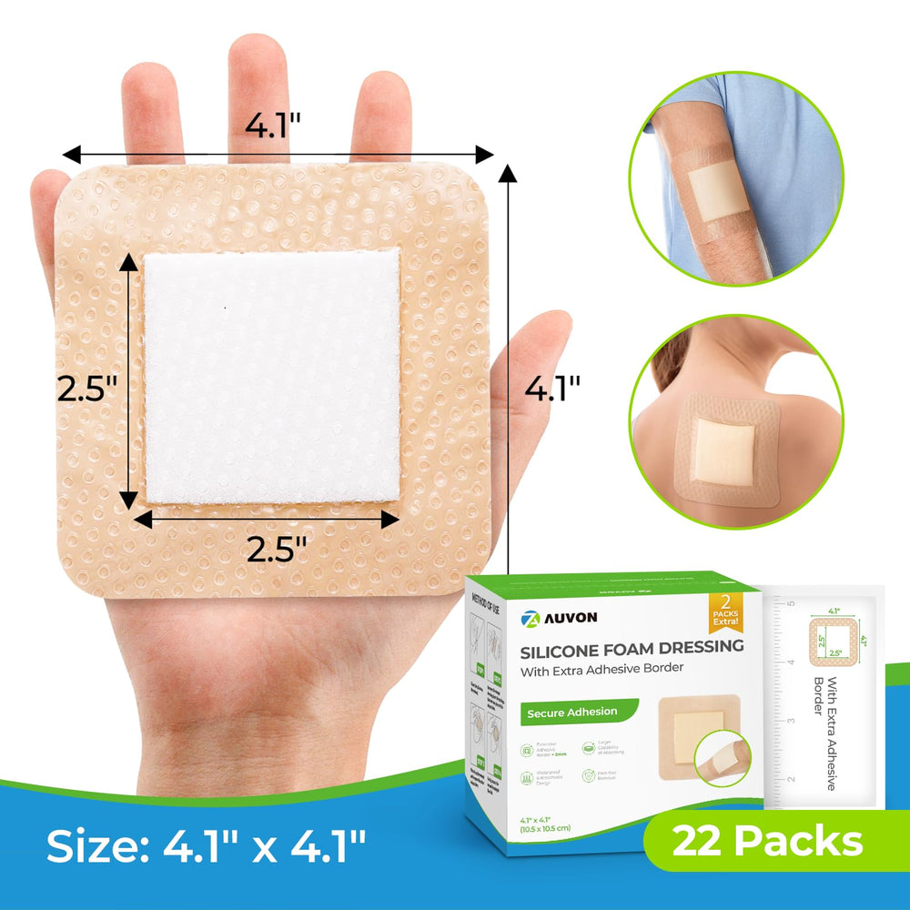 AUVON dressing features a 5mm border detail for easy adherence.