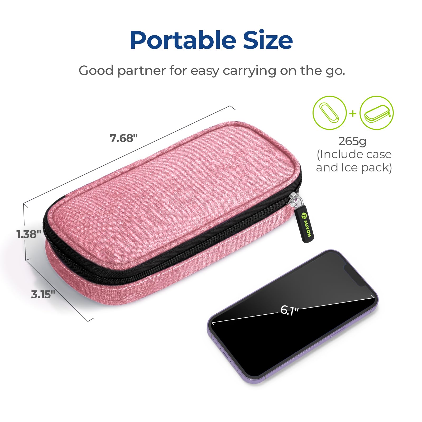 AUVON travel case compact size for daily commute.