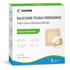 AUVON vendaje espuma silicona borde-grande 6x6 con adherencia suave
