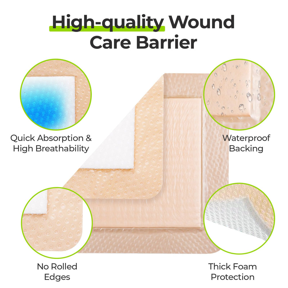 AUVON vendaje espuma silicona impermeable-transpirable 6x6 protege la herida