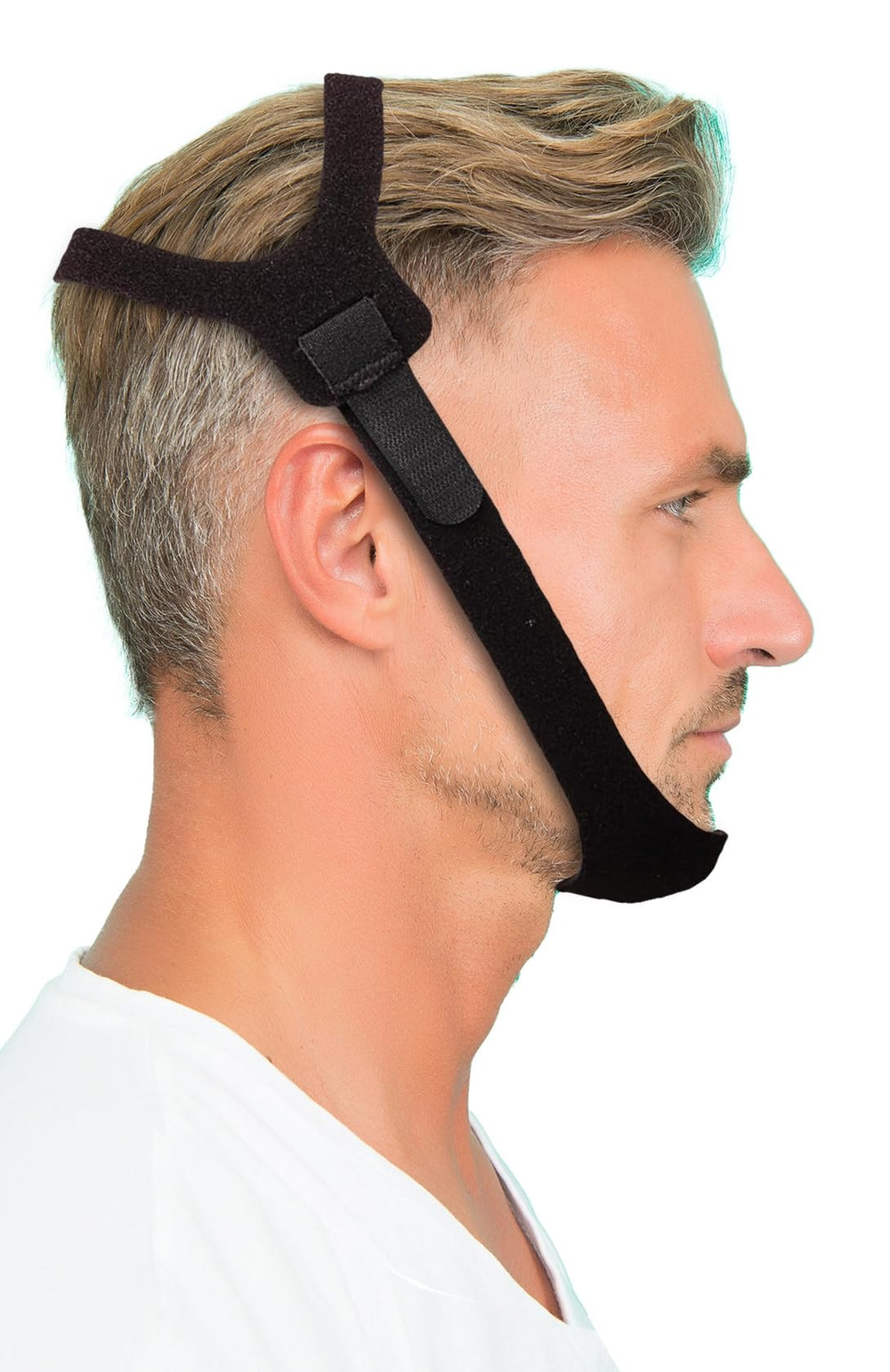 Auxhil circle-top design supports secure chin containment during rest.