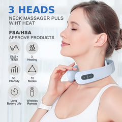 Auxoliev EMS neck massager pulse closeup showing precise pulses for relief.