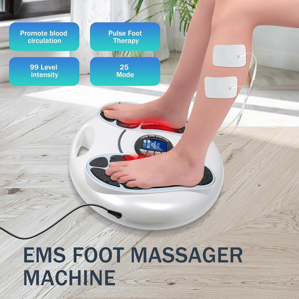 Auxoliev FSA EMS Foot Massager main unit with compact design for home use.
