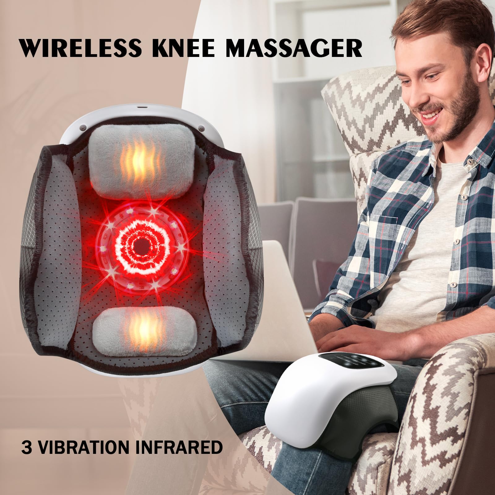 Auxoliev Knee Massager adjustable straps fit various knee sizes for a secure fit.