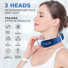Auxoliev neck massager control panel showing 9 modes for customized massage