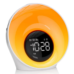 AUYLE wake-up light front view showing soft sunrise cue for a gentle morning