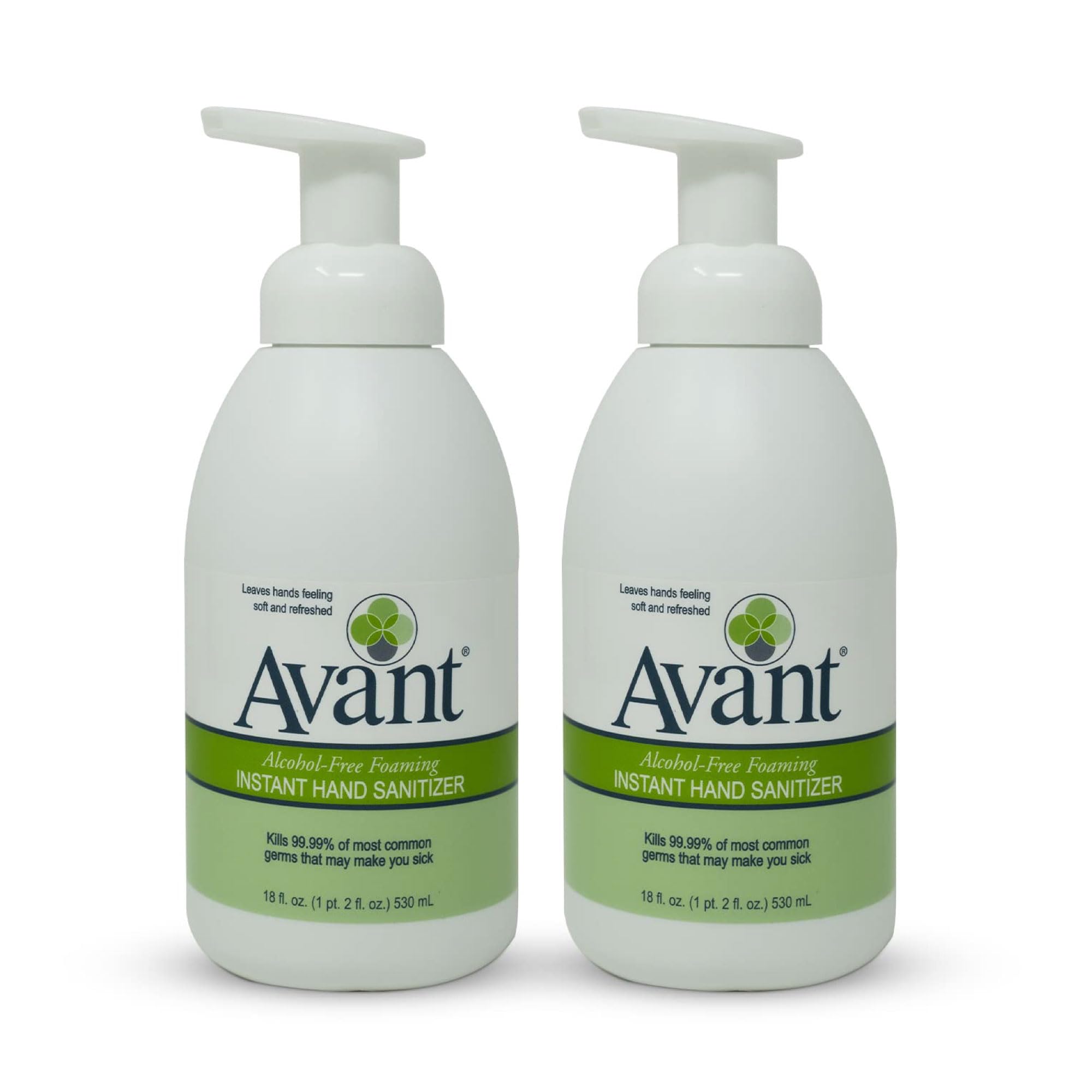 Avant Alcohol-Free Foaming Hand Sanitizer bottle shows quick, even hand coverage.