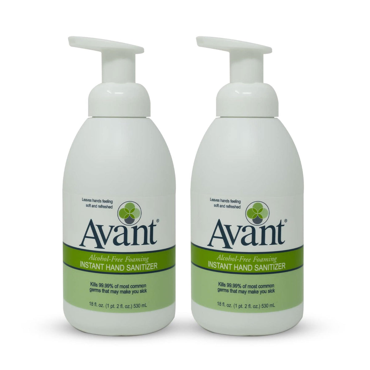 Avant Alcohol-Free Foaming Hand Sanitizer bottle shows quick, even hand coverage.