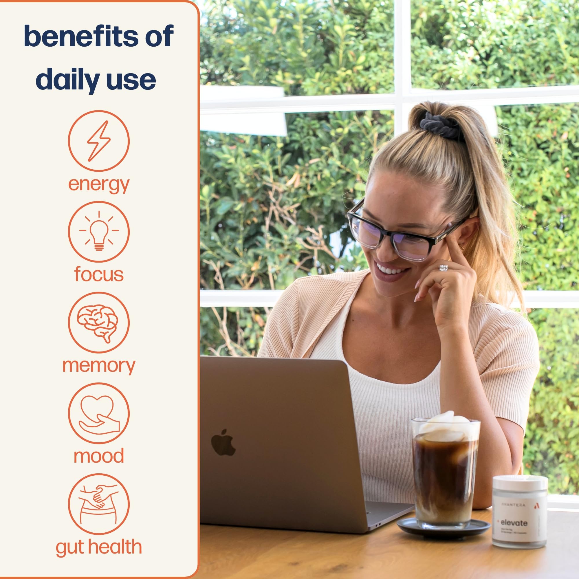 Avantera Elevate back label with ingredients for informed daily use.