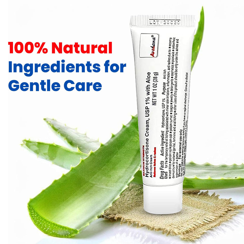 AVEDANA Hydrocortisone Cream included in the bathroom kit for skin irritations