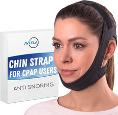 AVEELA chin strap close-up shows breathable neoprene and ventilation.