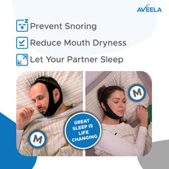 Aveela CPAP chin strap compatible to enhance therapy and reduce dryness