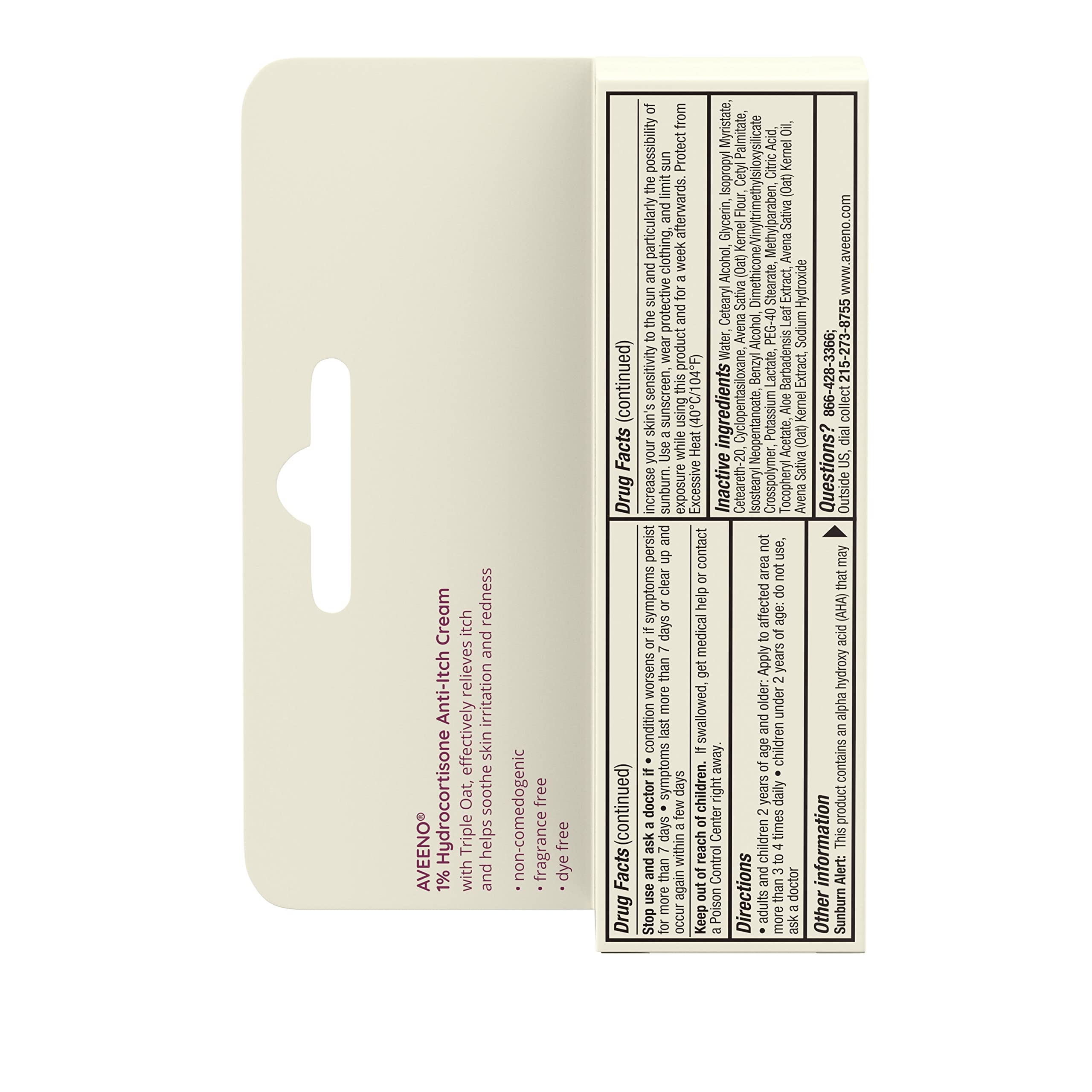 Aveeno 1-ounce tube compact size for on-the-go care.