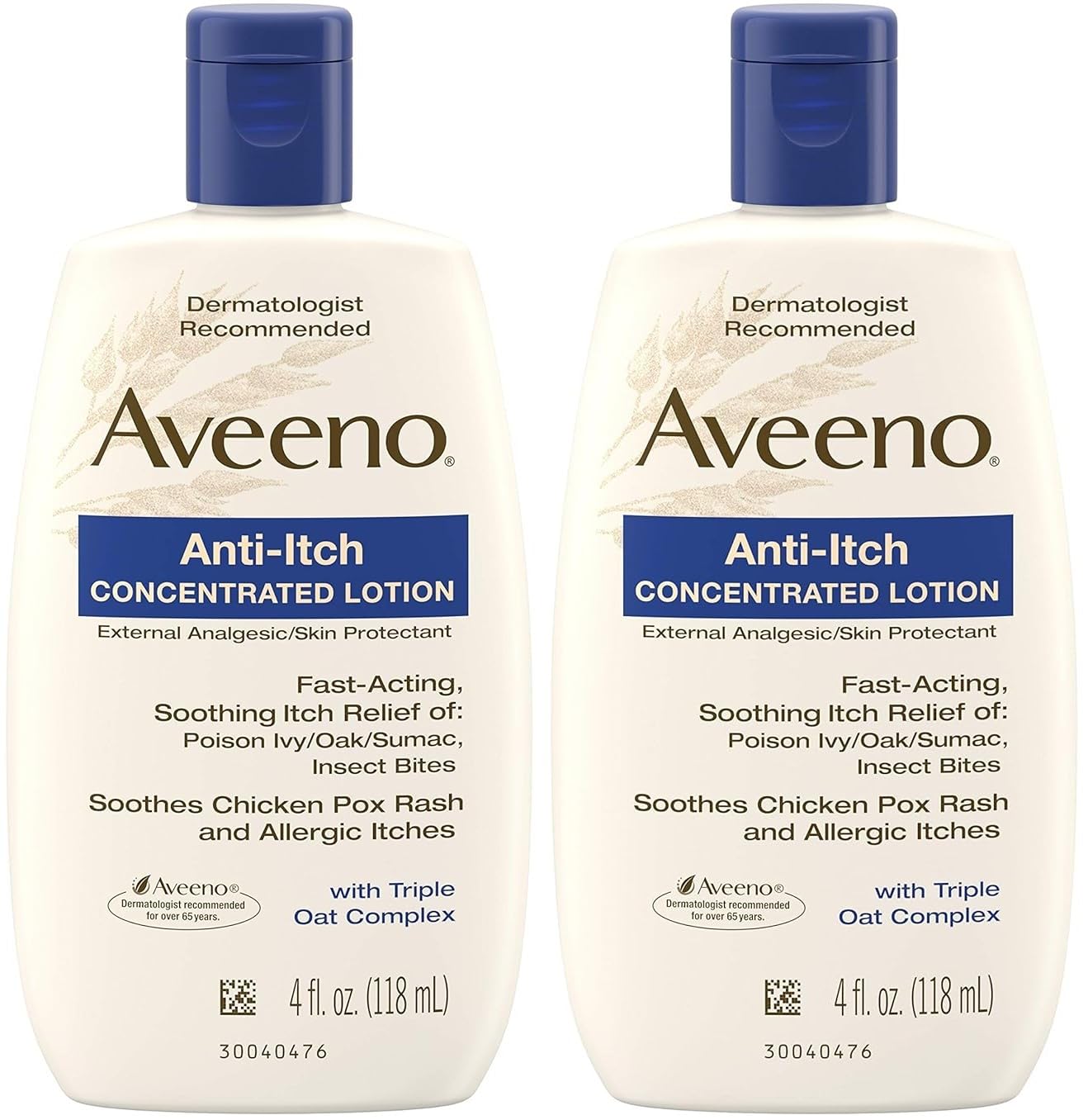 Aveeno Anti-Itch Concentrated Lotion calamine bottle, 4 oz, two-pack for itch relief at home