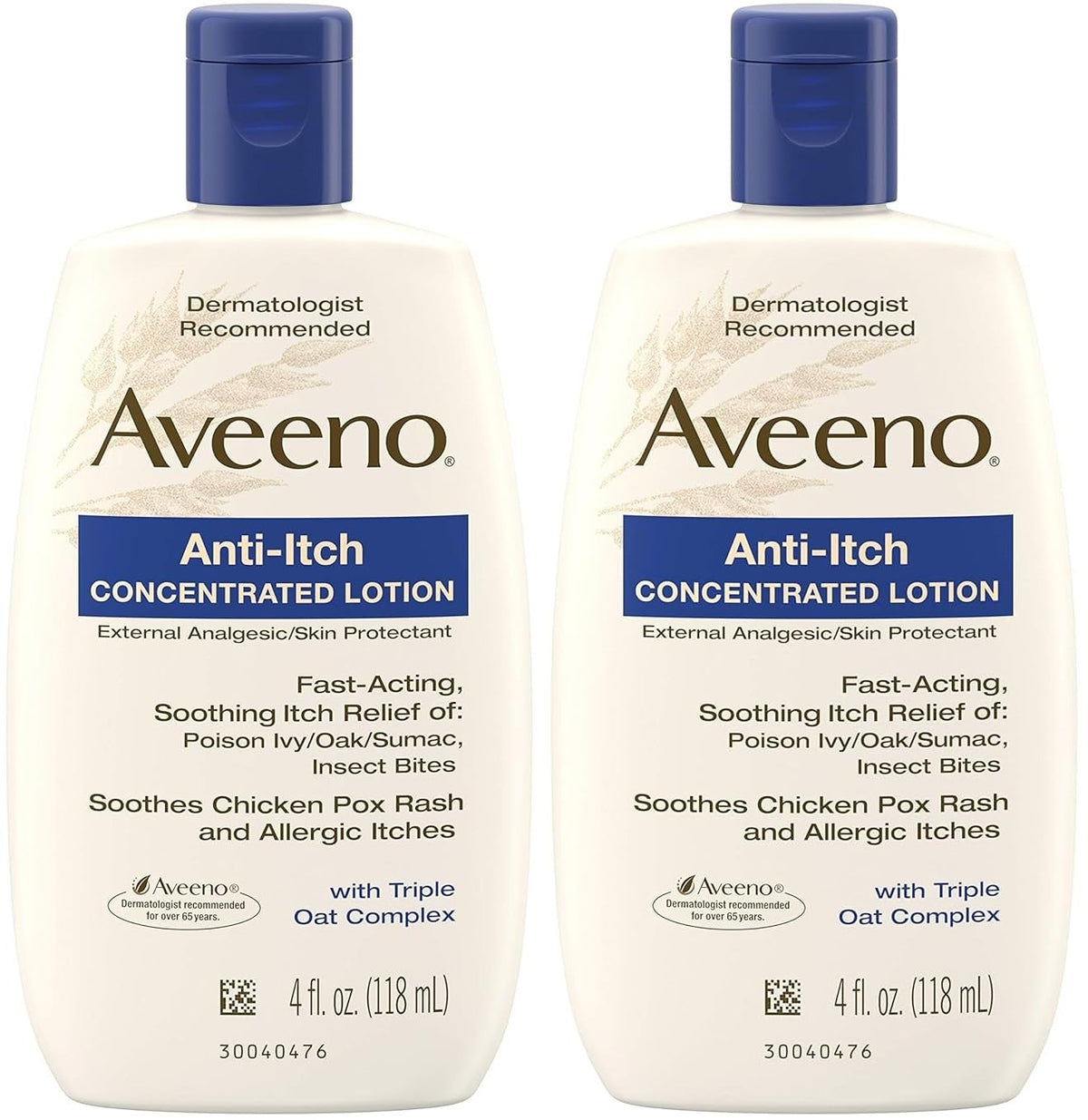 Aveeno Anti-Itch Concentrated Lotion calamine bottle, 4 oz, two-pack for itch relief at home