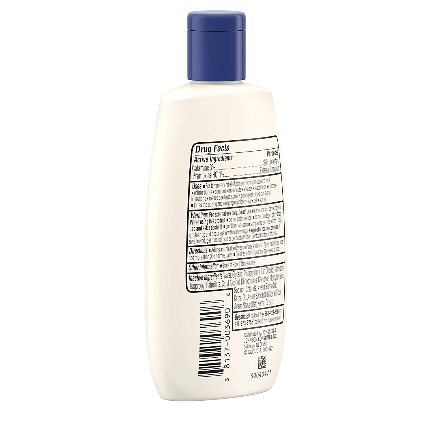 Aveeno Anti-Itch Lotion pack image shows 3-pack convenience for family use.
