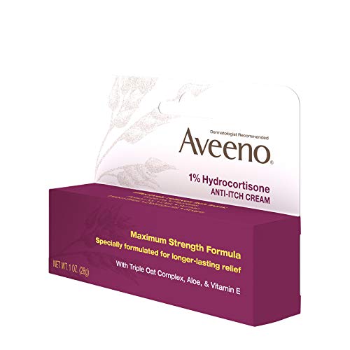 Aveeno cream applied to skin for temporary itch relief.