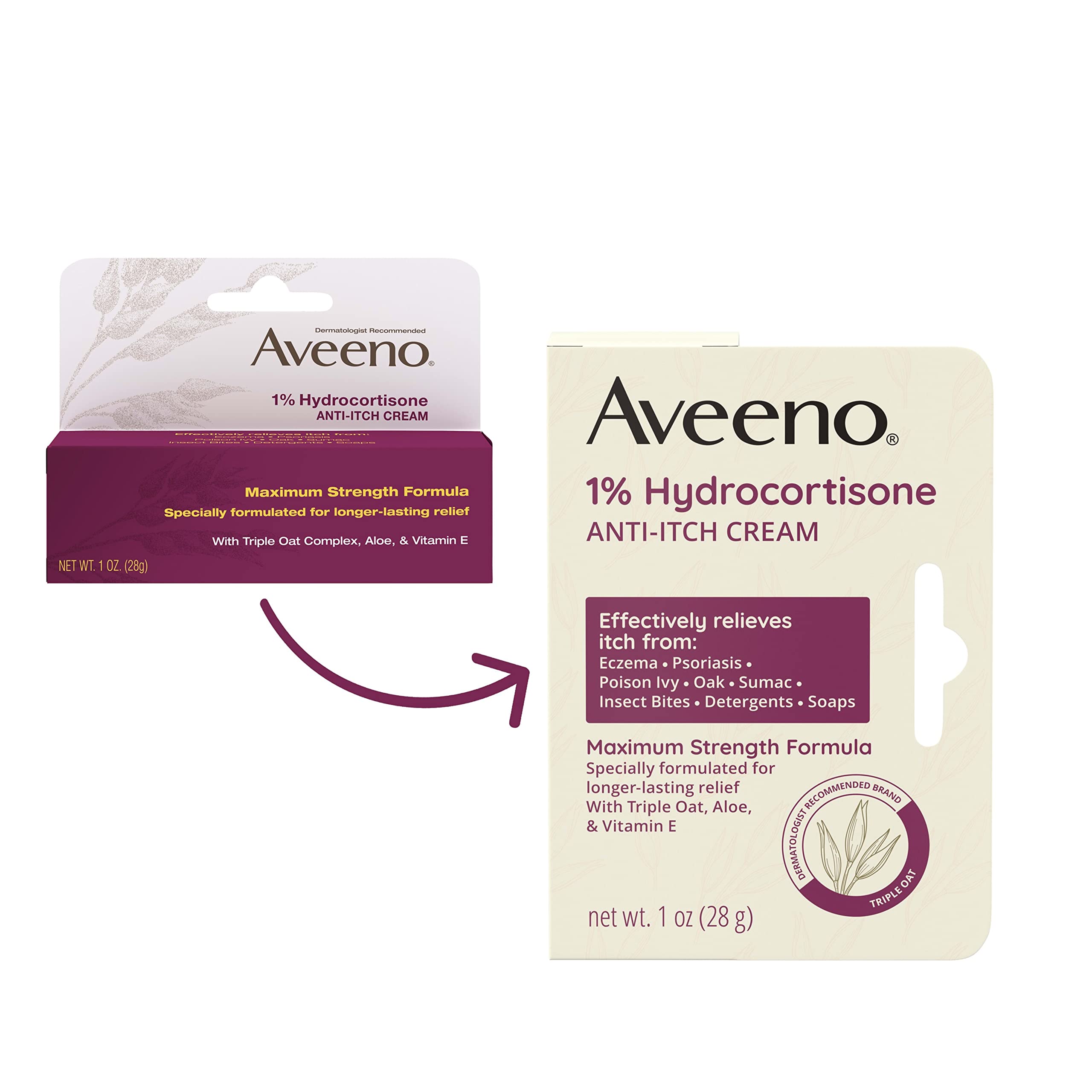 Aveeno fragrance-free and dye-free formula safe for sensitive skin.