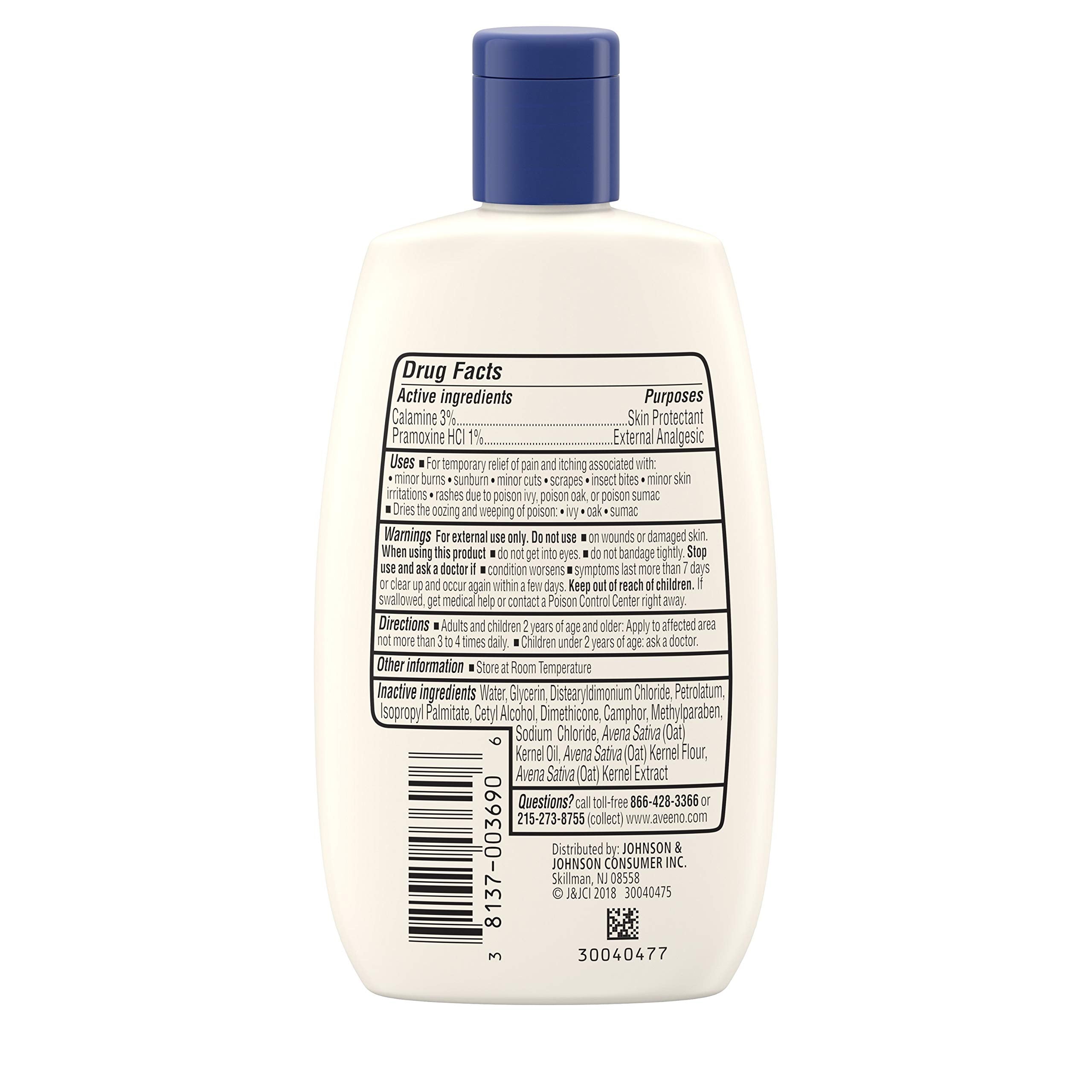 Aveeno loción con calamina y avena triple para piel sensible irritada.