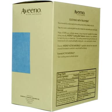 Aveeno Soothing Bath Treatment image with gentle irritation relief messaging for users