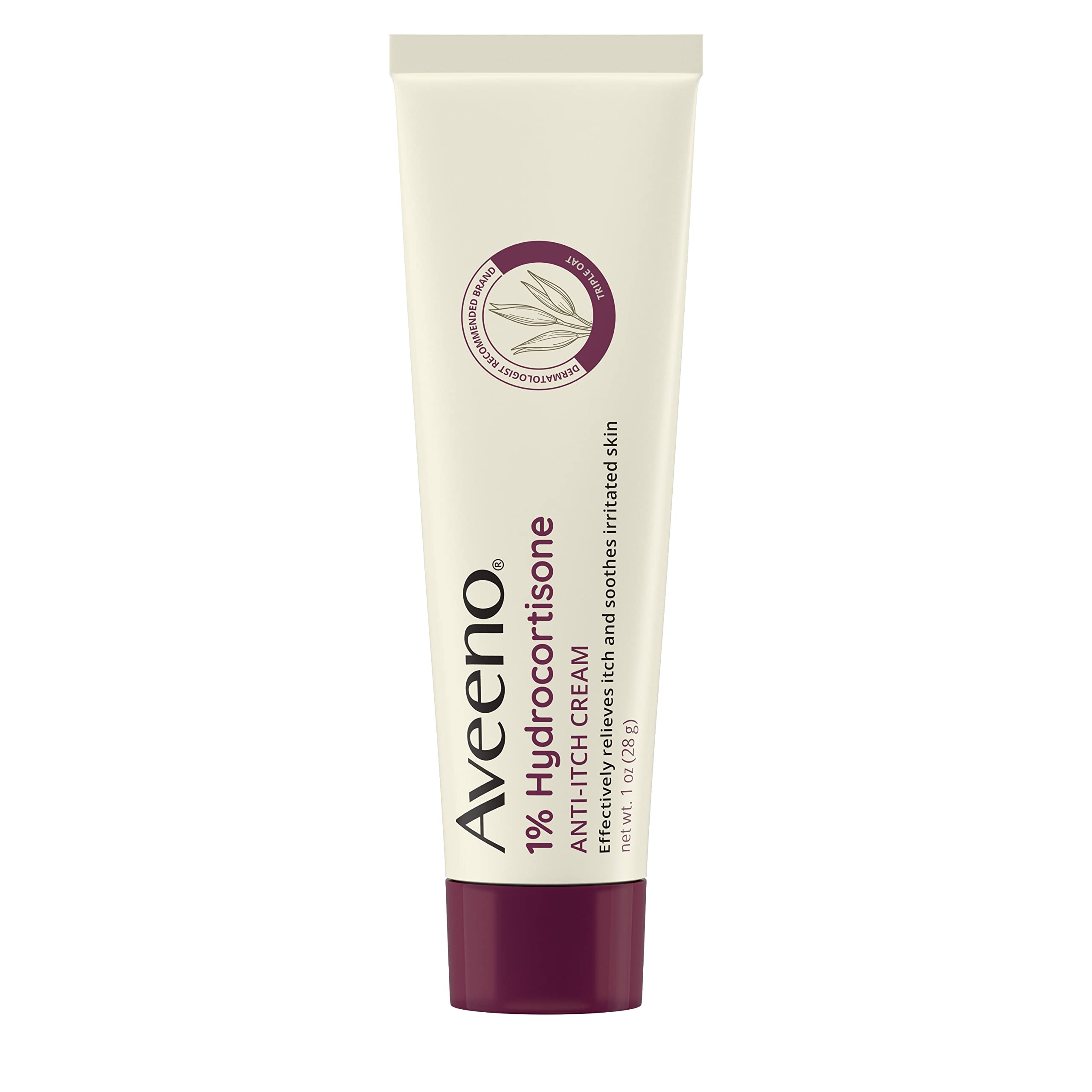 Aveeno triple oat formula anti-itch cream featuring soothing oats.