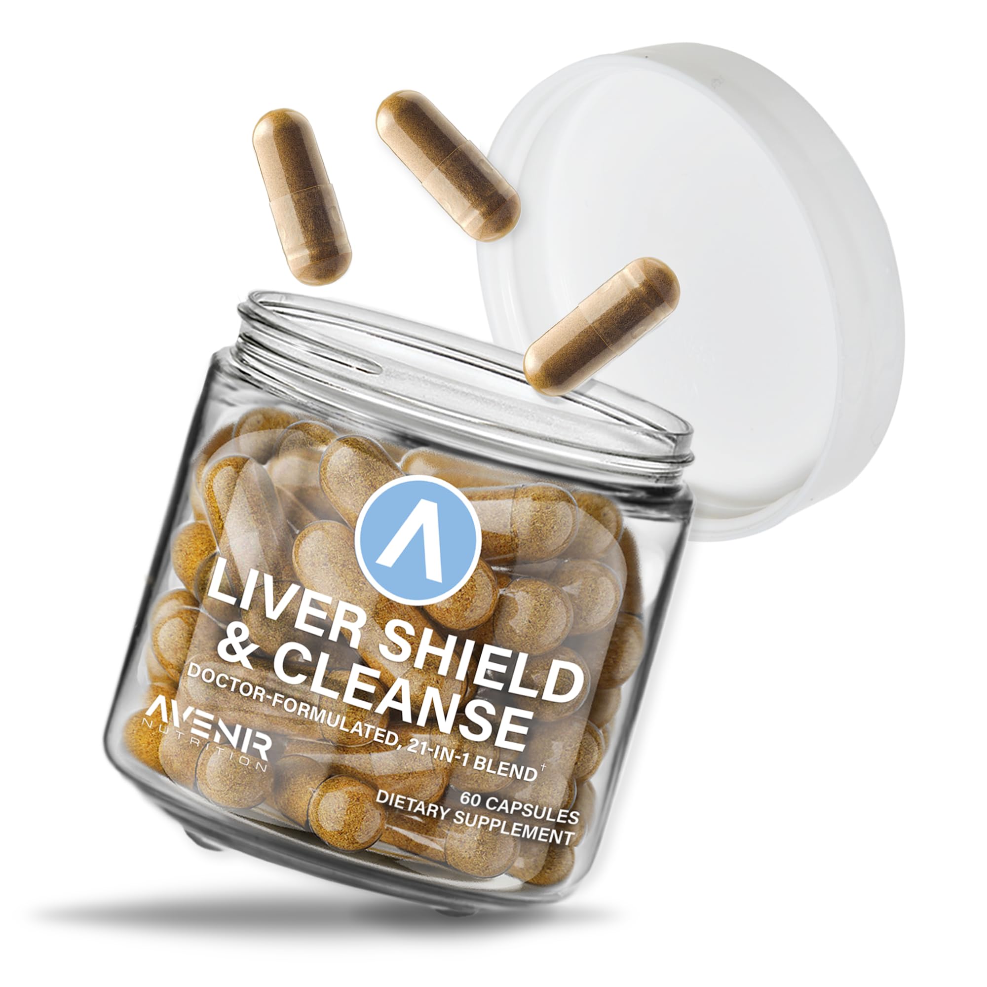 Avenir Nutrition Liver Shield & Cleanse bottle front showing herbal liver support