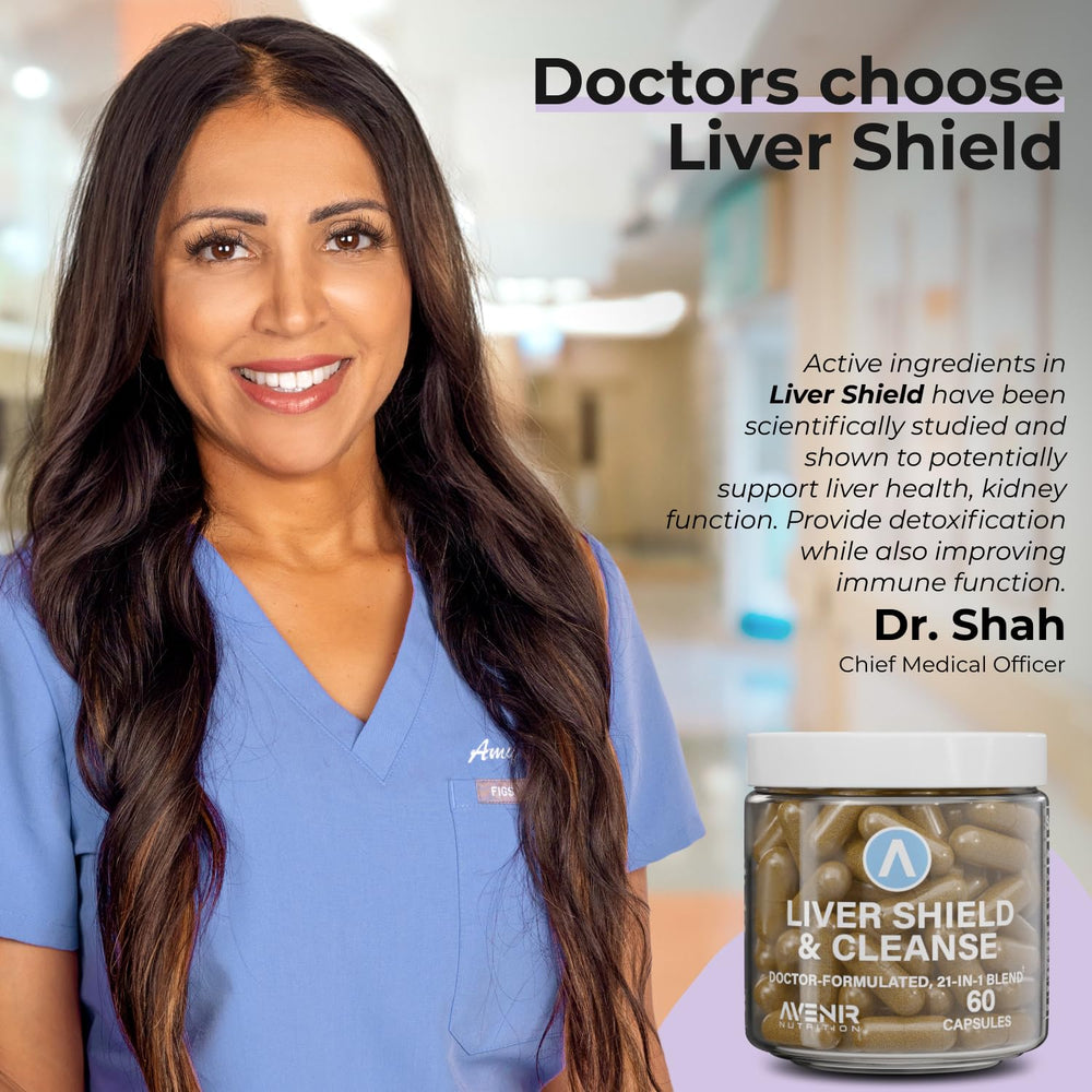 Ingredient icons highlighting milk thistle and artichoke extract on Liver Shield & Cleanse