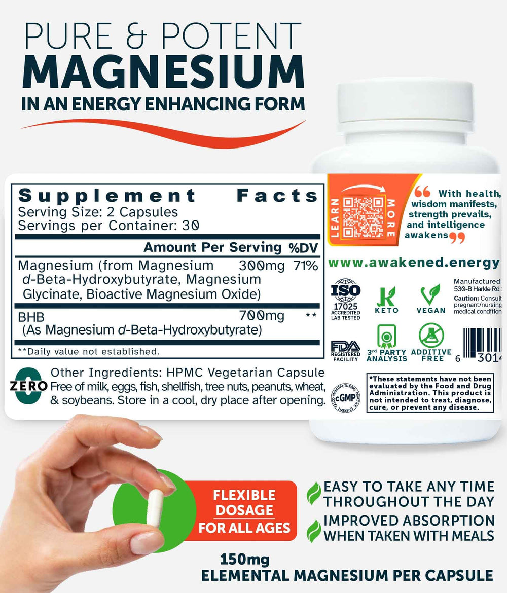Ingredients panel focused on pure, additive-free Blissful MitoMAG formula.