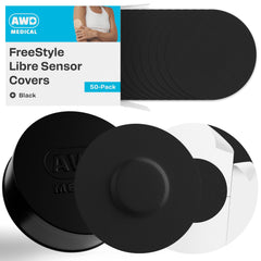 AWD Medical Freestyle Libre sensor cover pack on table for secure daily wear
