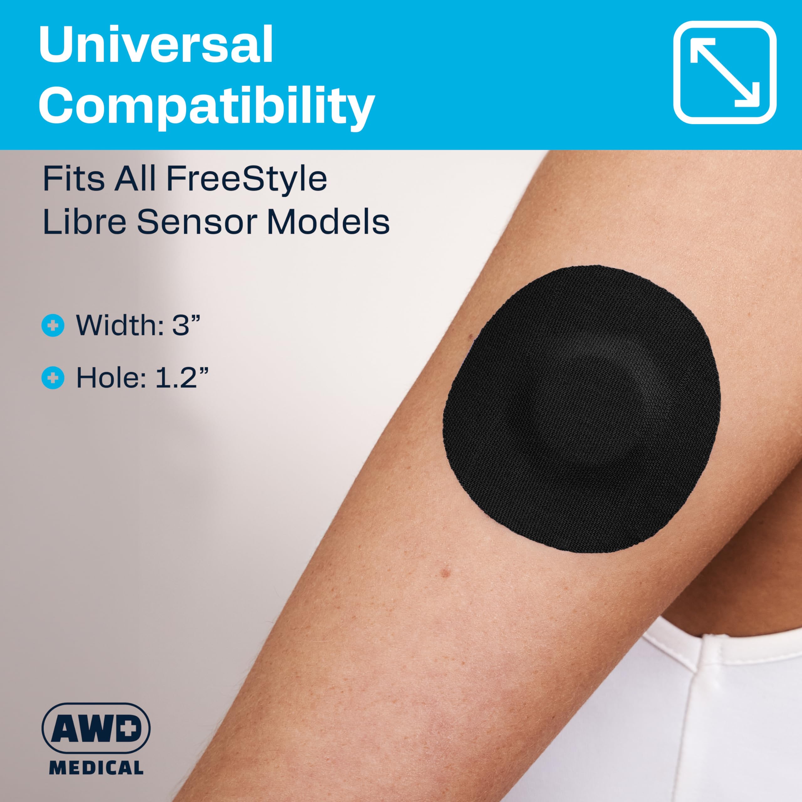AWD Medical Libre 3 patch close-up highlighting cotton-spandex feel