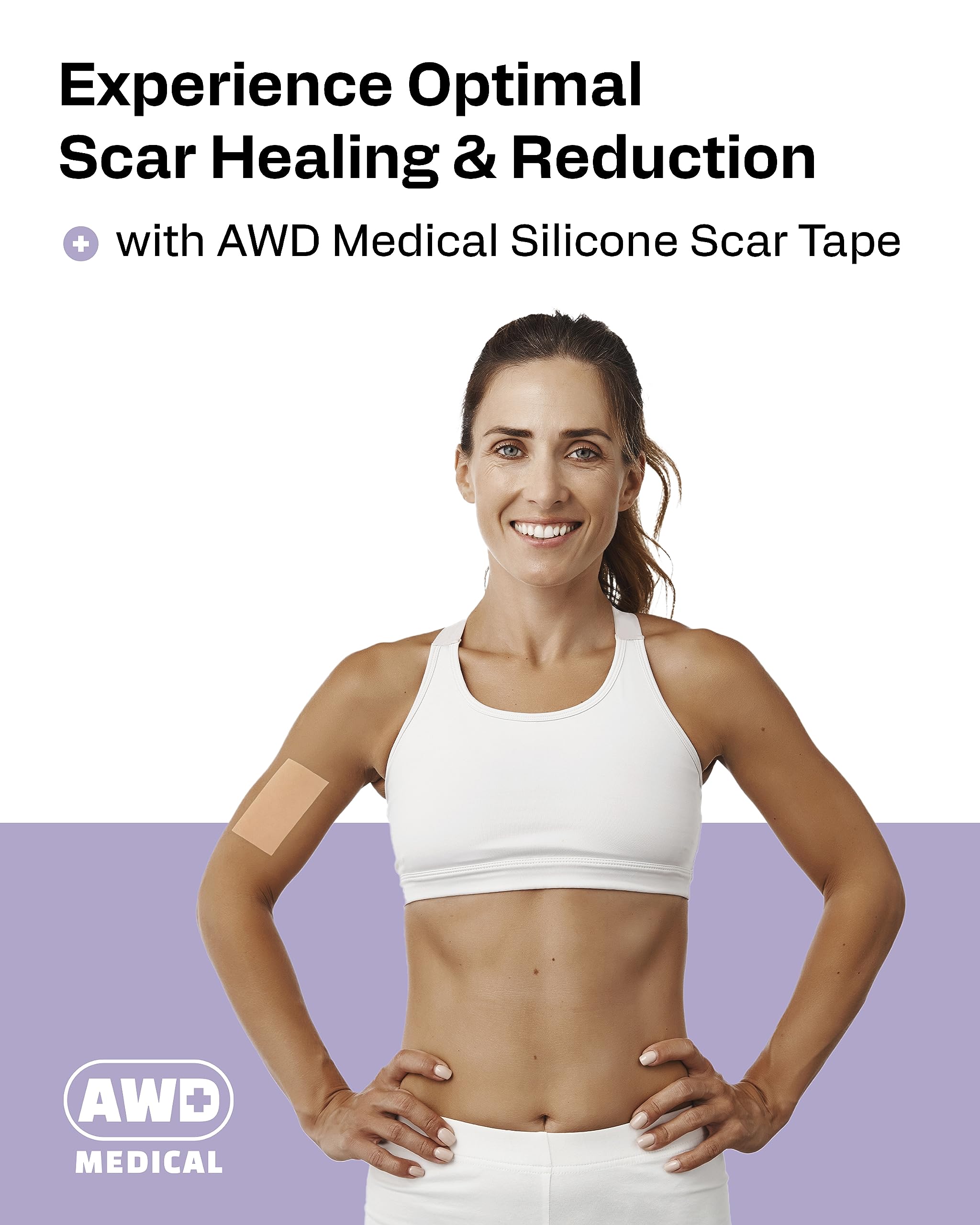 AWD Medical silicone scar tape roll 60in being cut to size for scars.