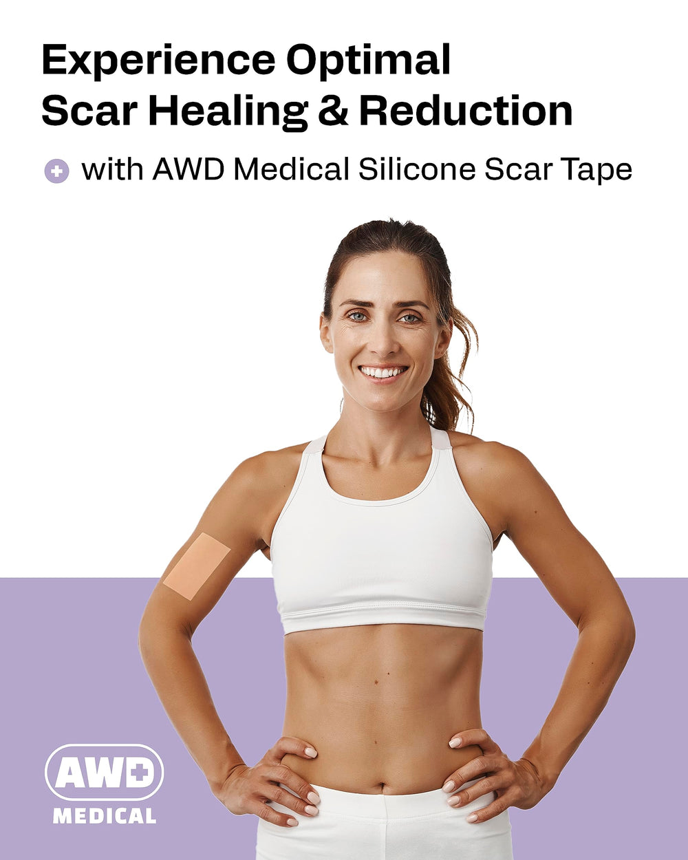 AWD Medical silicone scar tape roll 60in being cut to size for scars.