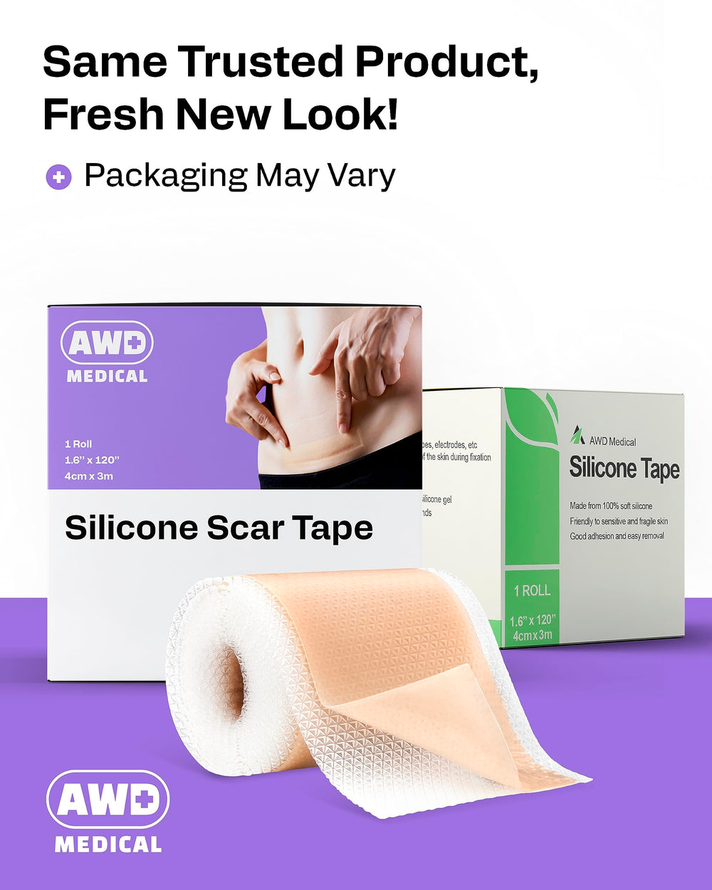 AWD Medical silicone scar tape soft silicone detail – gentle adhesion for sensitive skin