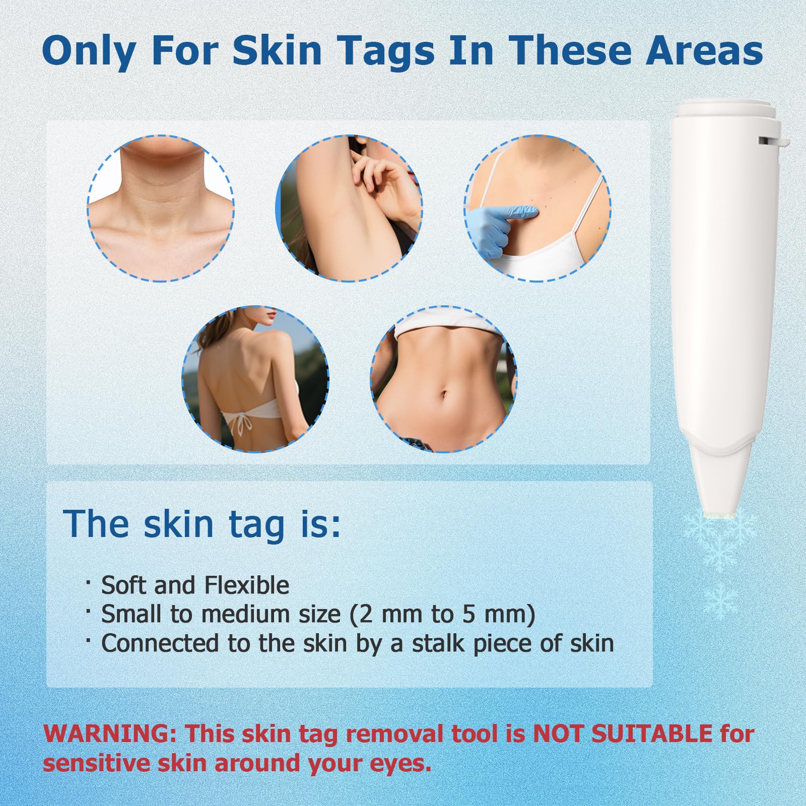 AWEKUU Skin Tag Remover step 1 demonstrates simple setup for use
